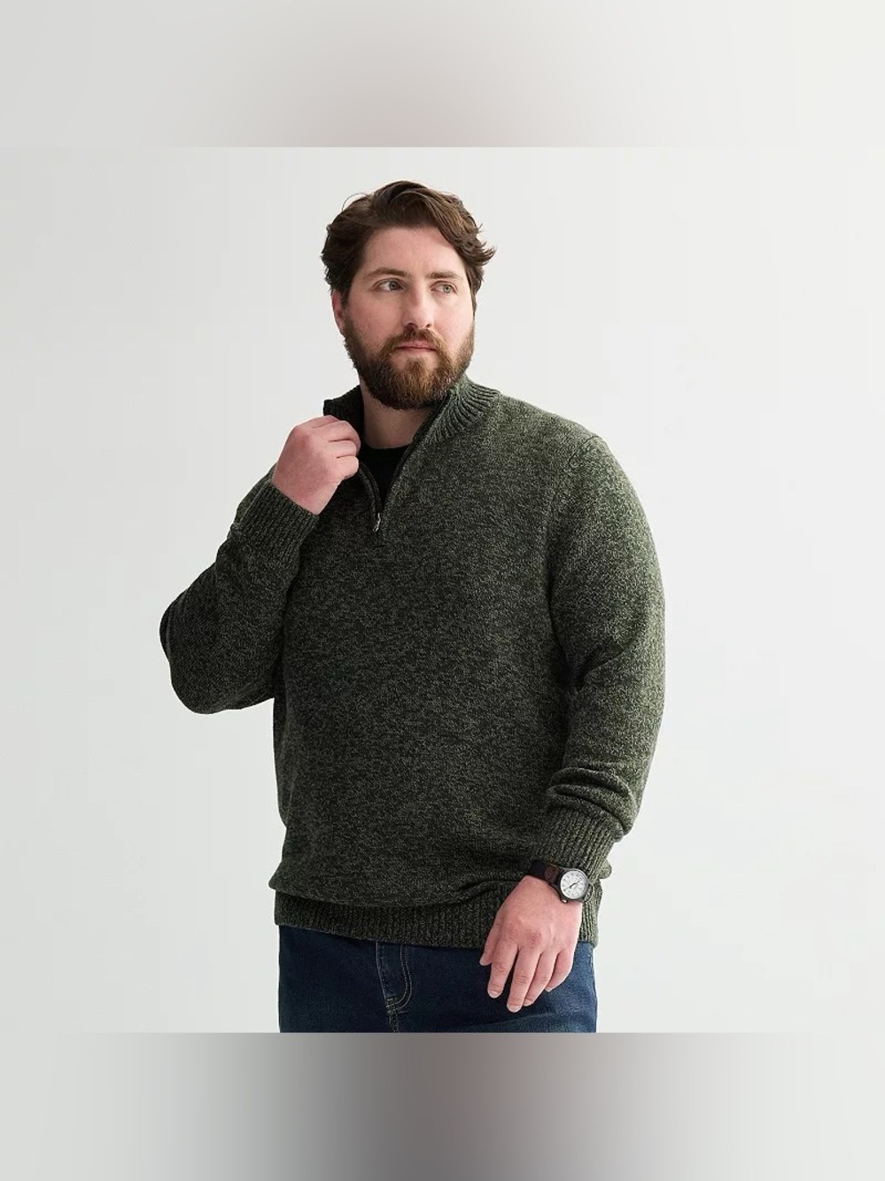 4XB Olive Green Big & Tall Sonoma Goods for Life Quarter-Zip Sweater, Men's